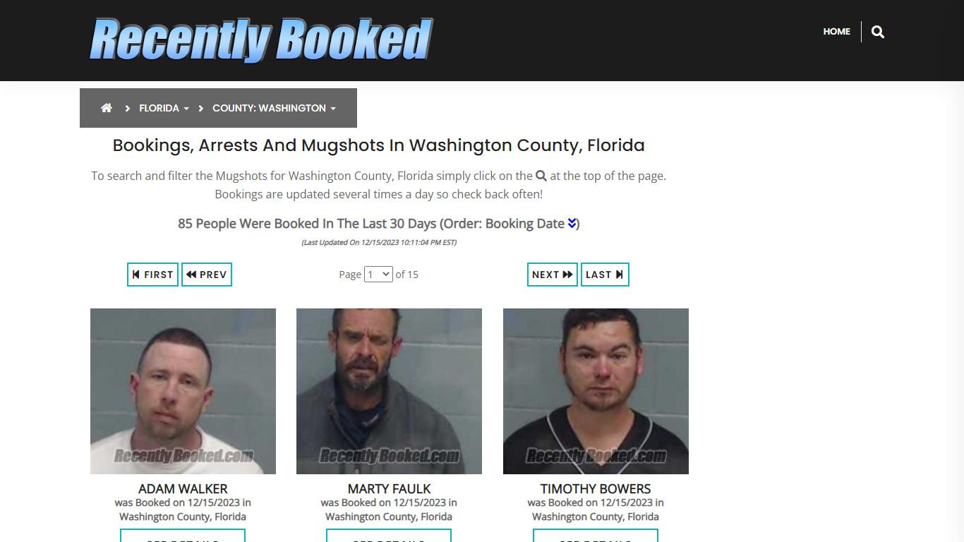 Bookings, Arrests and Mugshots in Washington County, Florida